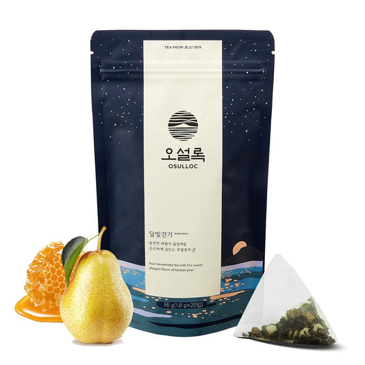 OSULLOC Moon Walk Tea (Korean Pear Flavor) 20 Pyramid Tea Bags, 1.76oz
